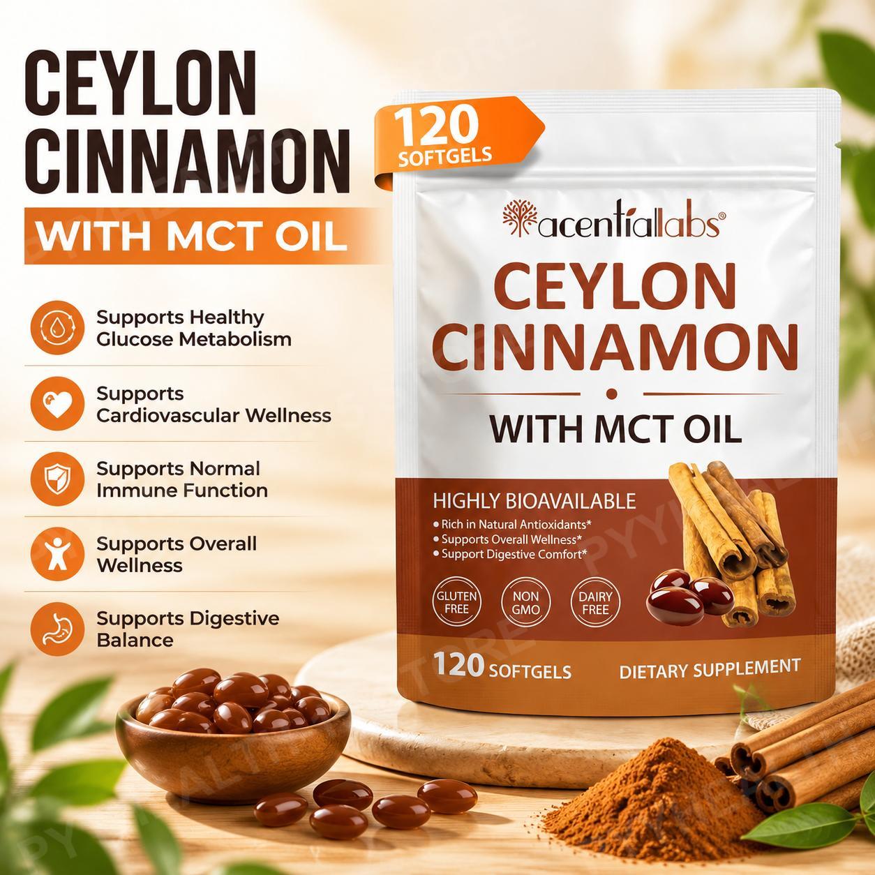 セイロンシナモン＆ココナッツMCTオイルソフトジェル、健康的 - Mct Oil Coconut のレビューと価格