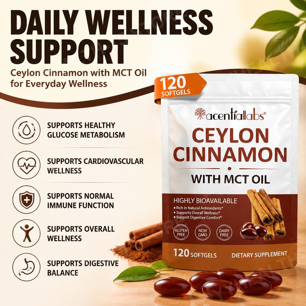 セイロンシナモン＆ココナッツMCTオイルソフトジェル、健康的 - Mct Oil Coconut のレビューと価格